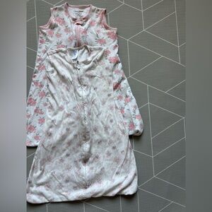Baby girl set of two Sleeveless Pink Floral Sleep Sacks -LARGE, 12-18M,cute!•••